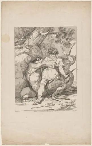 Man Attacking a Monster, by Robert Blyth