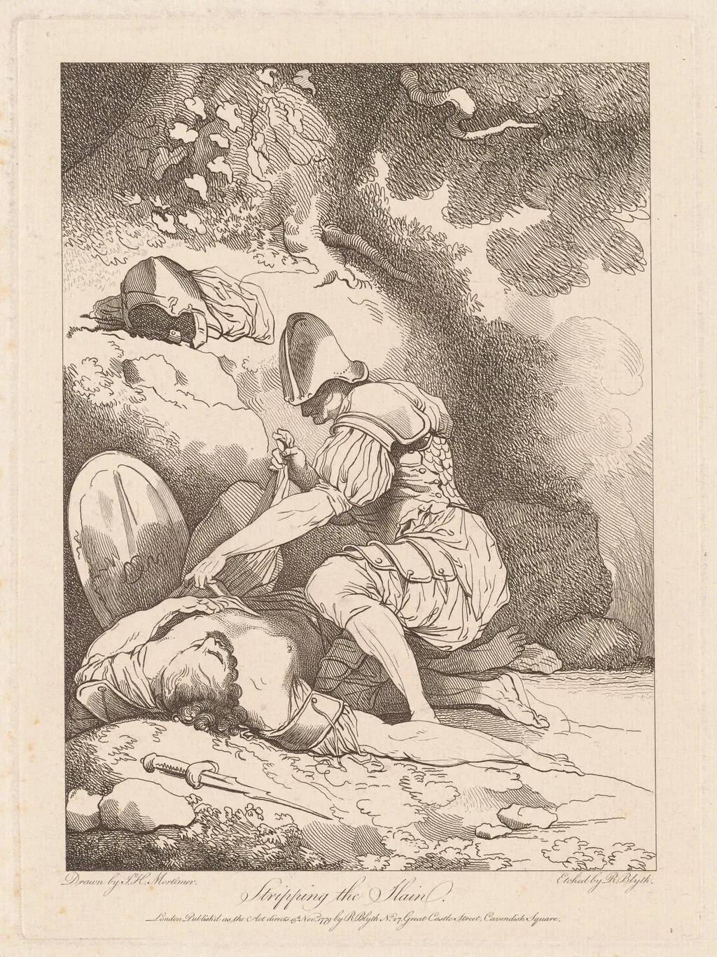 Stripping the Slain, by Robert Blyth, ink, 1779