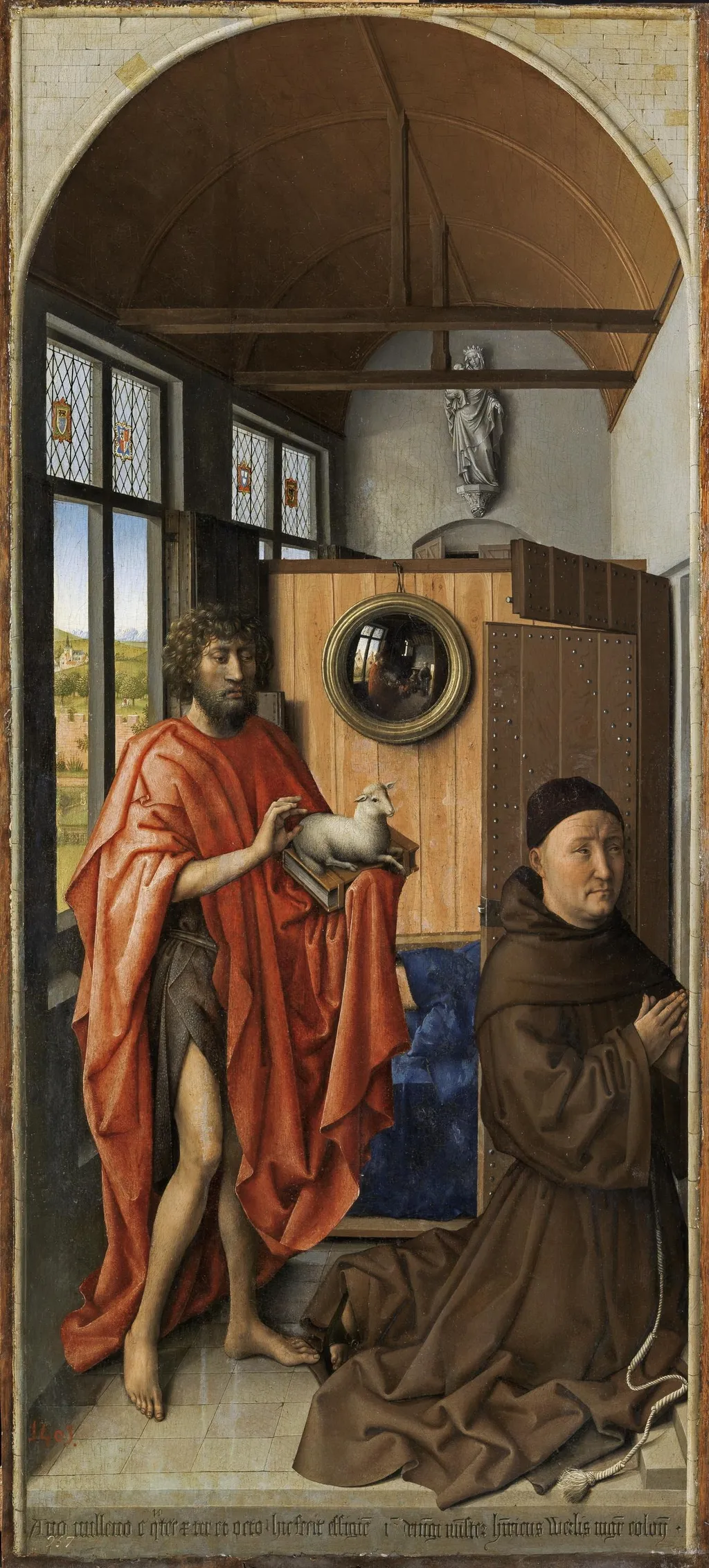 Donor Henri de Werl, protected by St. John the Baptist, by Robert Campin, oil, 1438