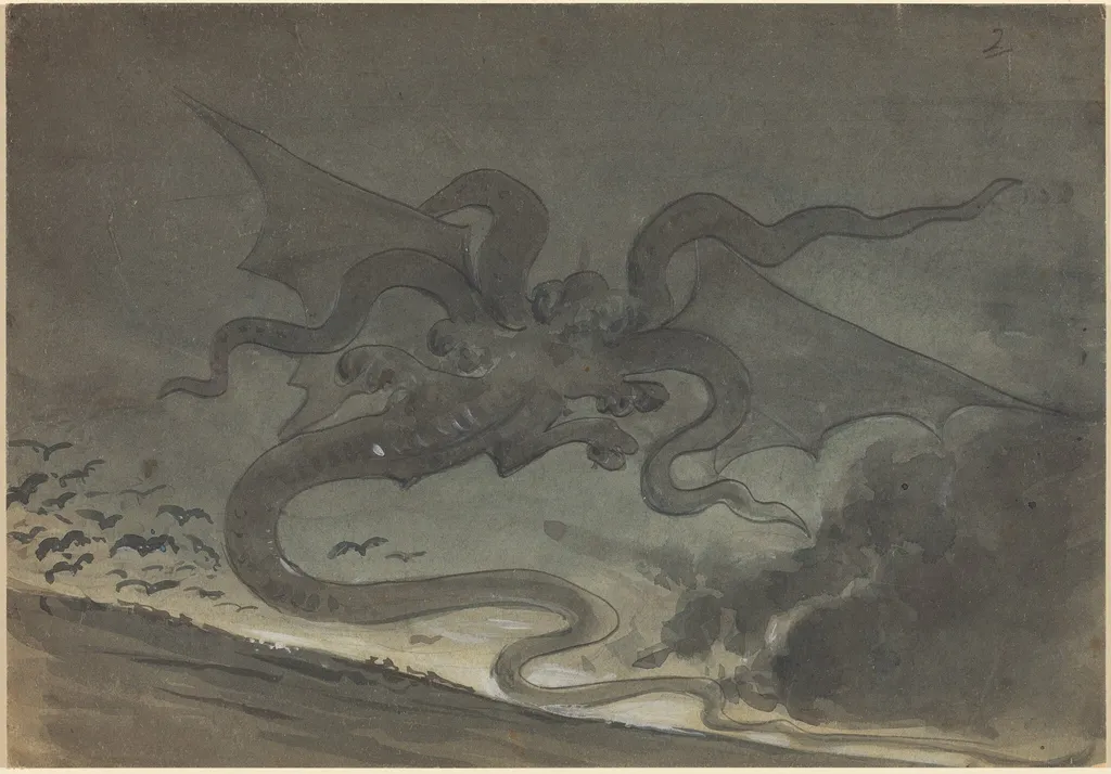 Flying Monster, by Robert Caney, watercolor, 1584