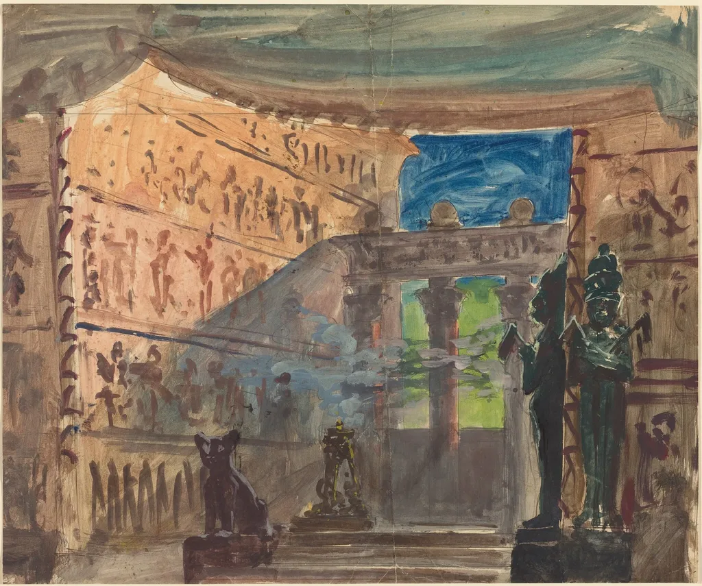 Interior of an Ancient Egyptian Temple, by Robert Caney, ink