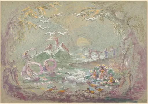 Lake Scene with Fairies and Swans, by Robert Caney