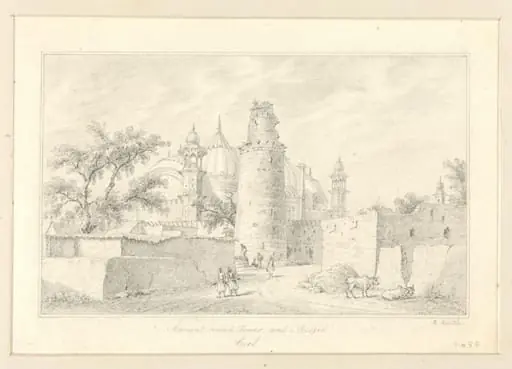 Ancient round tower and Musjid, Coel., by Robert Captain Smith