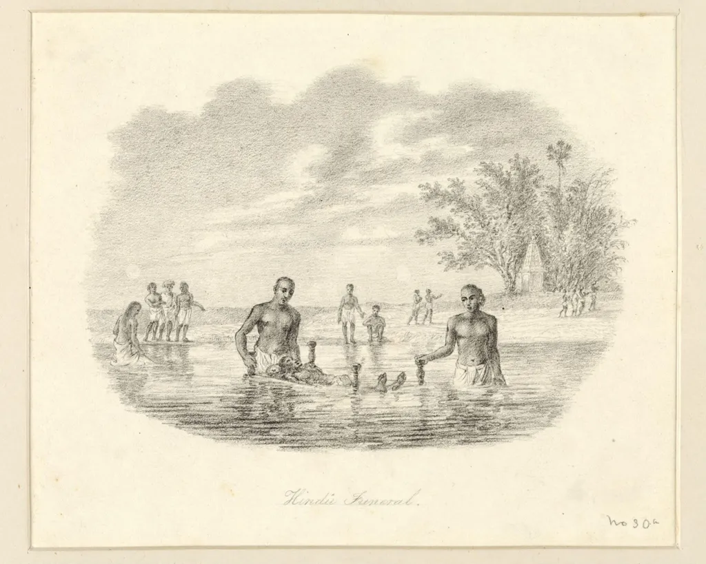 Hindu Funeral, by Robert Captain Smith, 1830