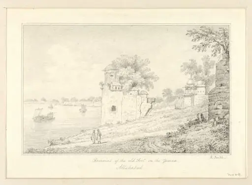 "Remains of the Old Fort of the Jumna, Allahabad"., by Robert Captain Smith