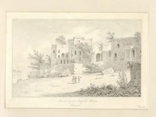 Ruins of the Rajah's Palace Rajmal, by Robert Captain Smith