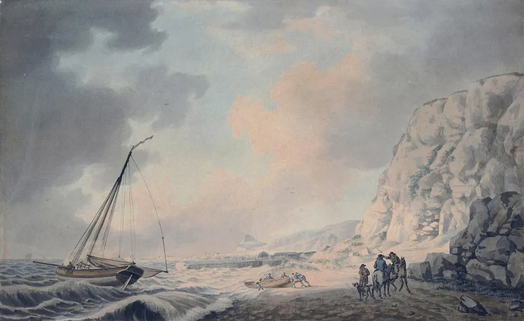 Dover Cliffs, by Robert Cleveley, watercolor, 1750