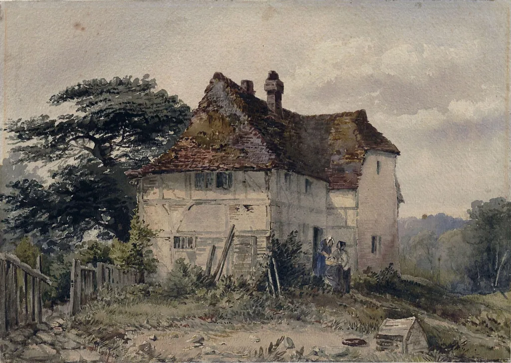 Landscape with cottage, by Robert Cooper, watercolor