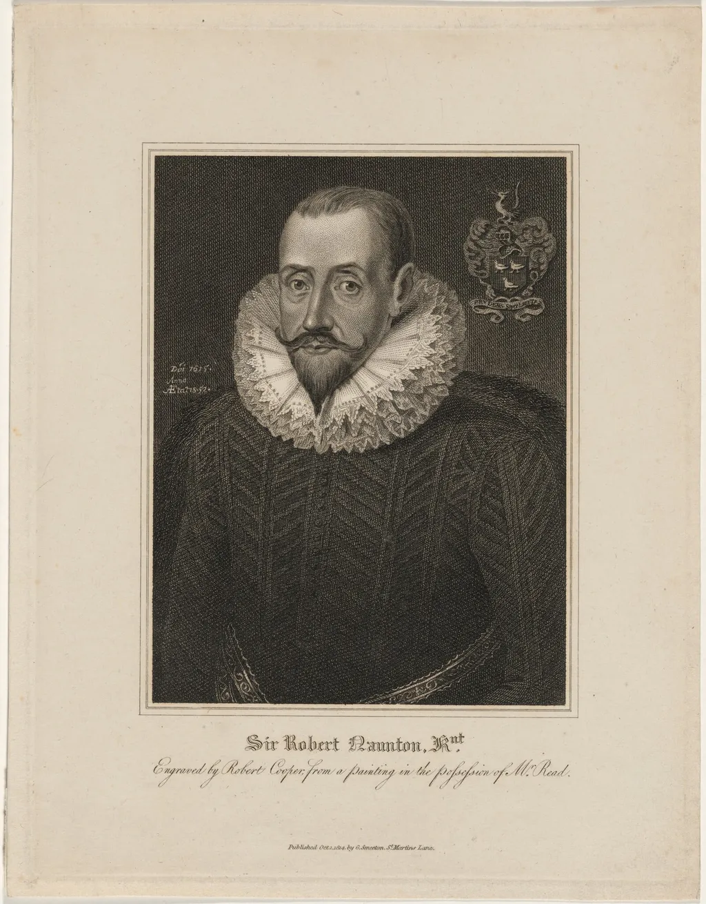 Sir Robert Naunton, Secretary of State for James I, by Robert Cooper, ink, 1806