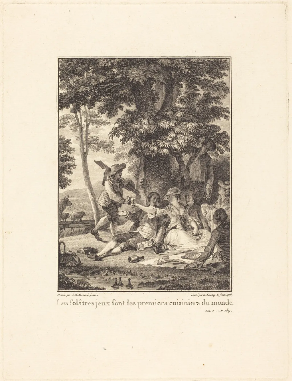 Les folâtres jeux sont les premiers cuisiniers du monde, by Robert Delaunay, ink, 1778
