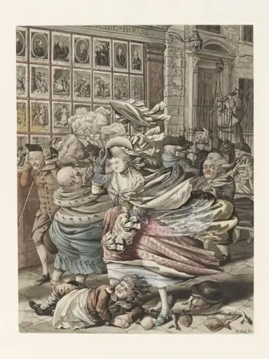 A Windy Day - scene outside the shop of Bowles, the printseller, in St. Paul's Churchyard, by Robert Dighton