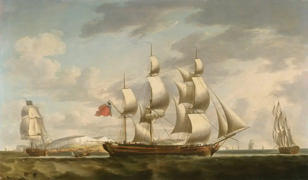 Three Views of "Amity Hall" With a View of Dover and the White Cliffs, by Robert Dodd