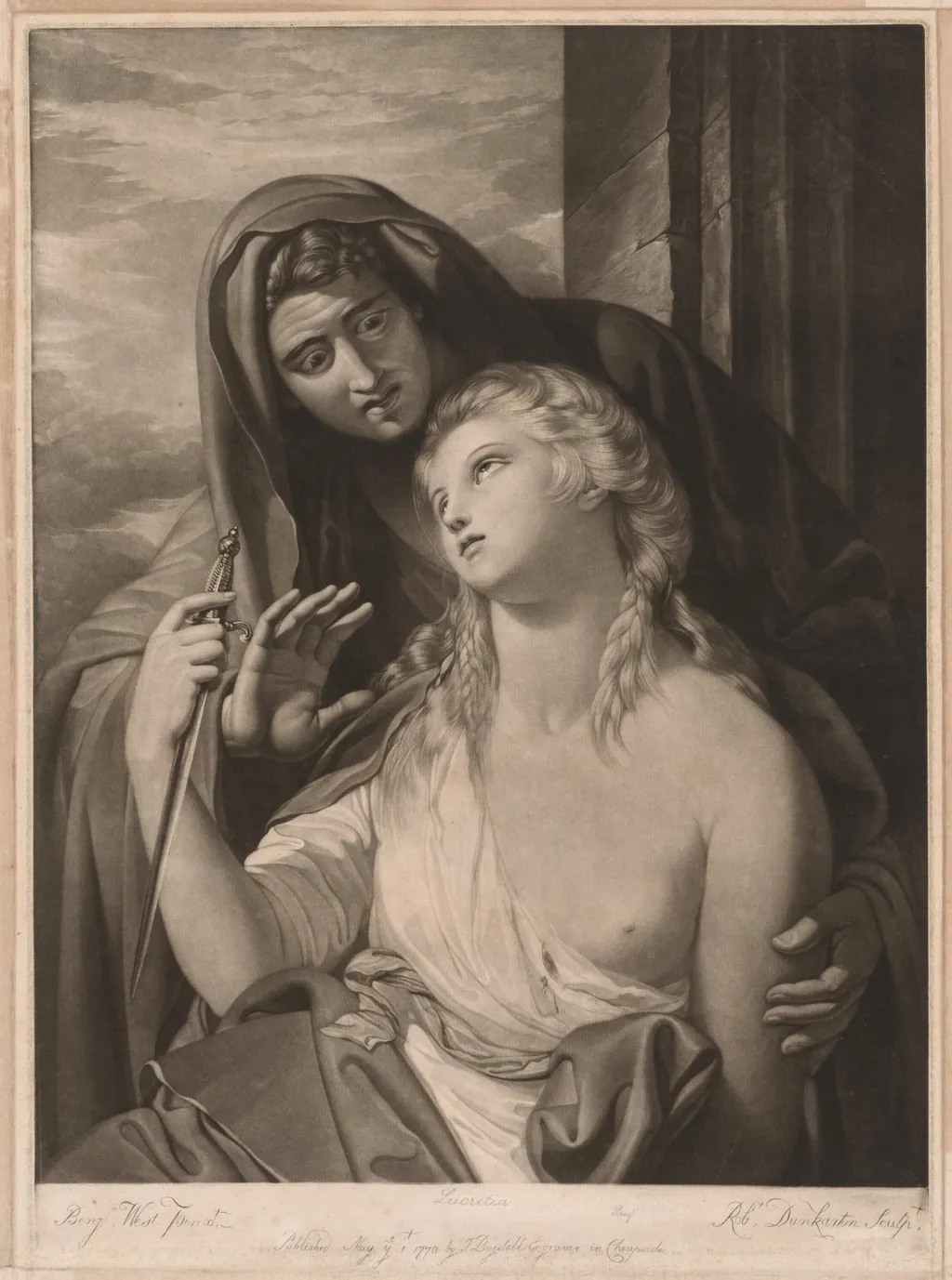 Death of Lucretia, by Robert Dunkarton, 1770