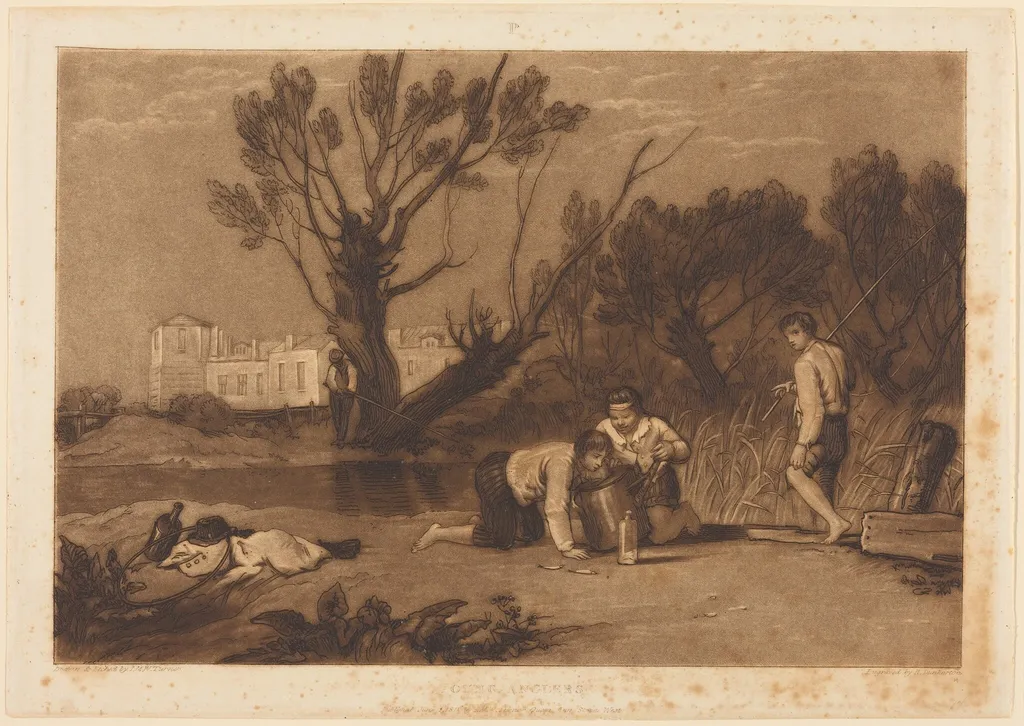 Young Anglers, by Robert Dunkarton, ink, 1811