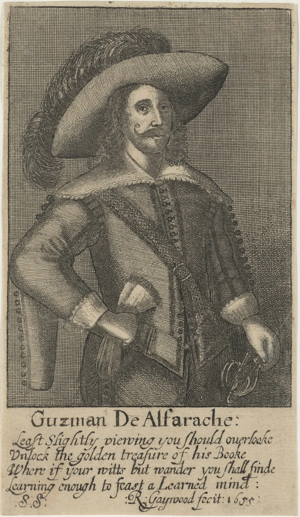 Guzman de Alfarache, by Robert Gaywood, ink, 1655