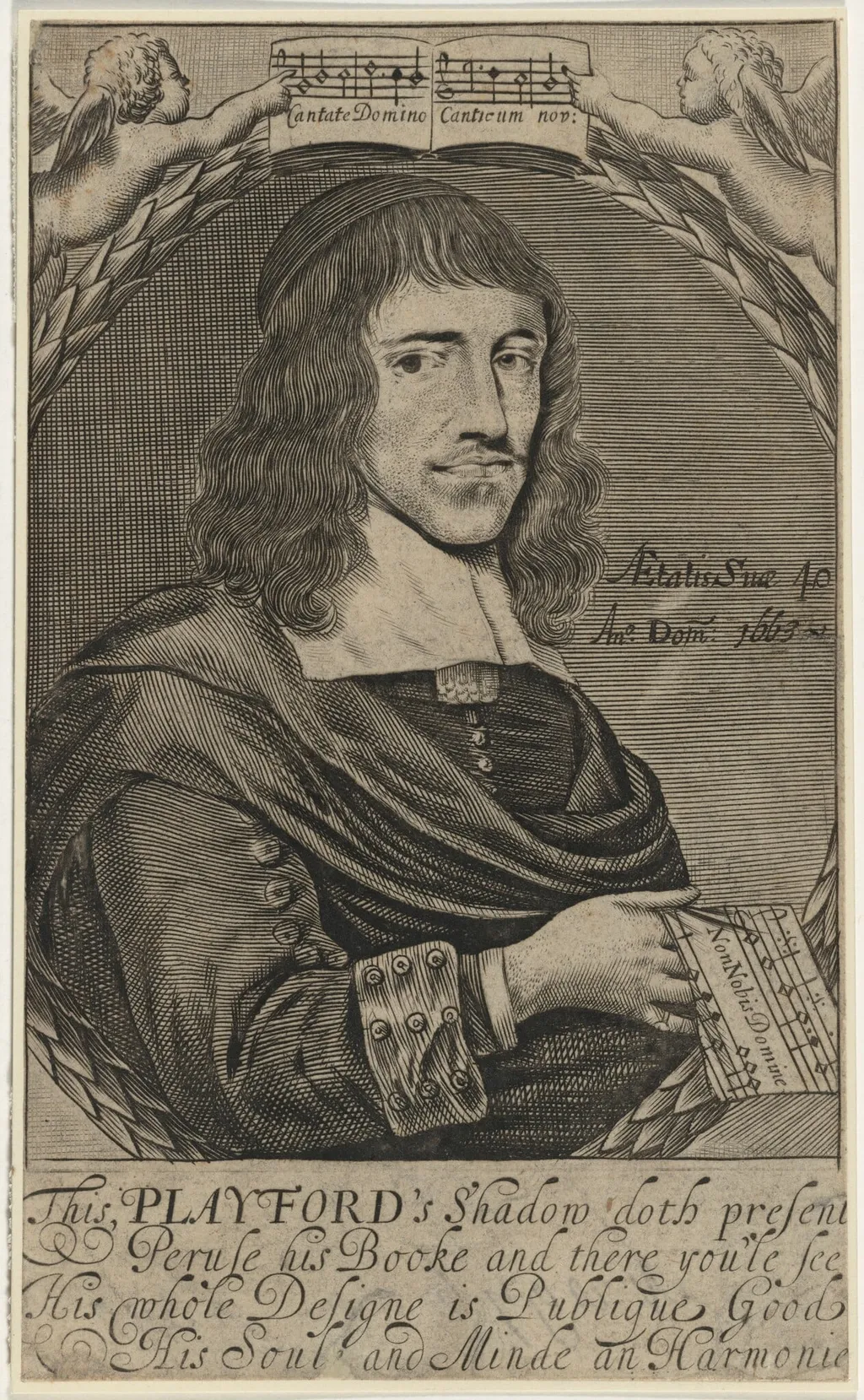 John Playford, Musician and Music Publisher, by Robert Gaywood, ink, 1663