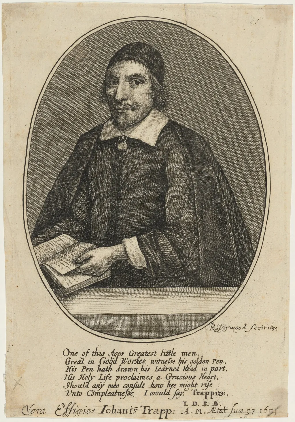 John Trapp, Vicar of Weston-on-Avon, BiblicalCommentator, by Robert Gaywood, ink, 1654