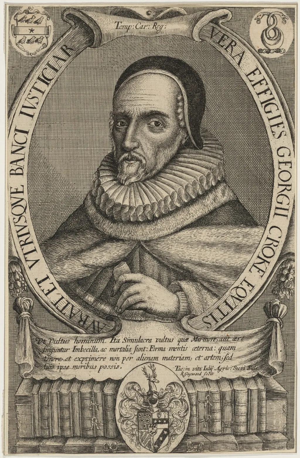 Sir George Croke, by Robert Gaywood, ink, 1655