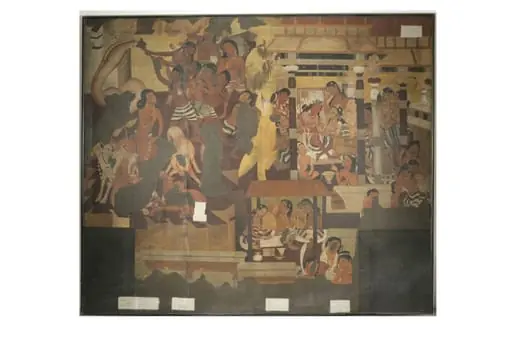 Copy of painting inside the caves of Ajanta (cave 1), by Robert Gill