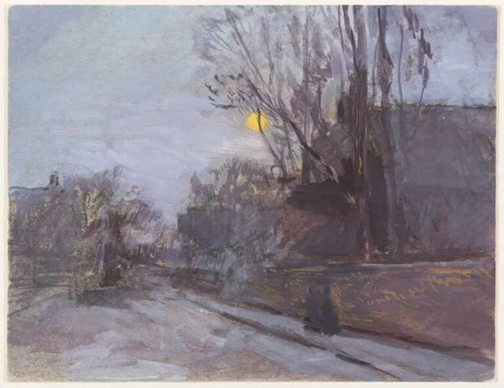 Town view by moonlight, by Robert Graham Dryden Alexander, watercolor, 1900