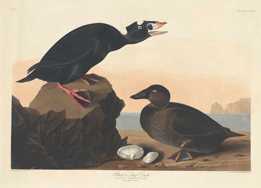 Black or Surf Duck, by Robert Havell Jr., ink, 1836