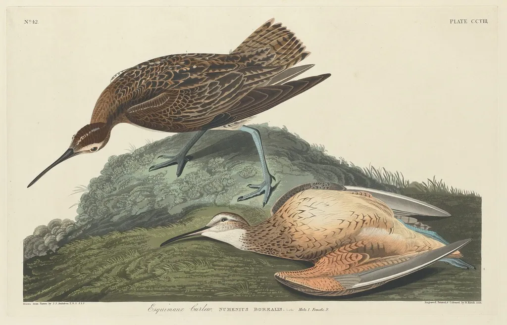 Esquimaux Curlew, by Robert Havell Jr., ink, 1834