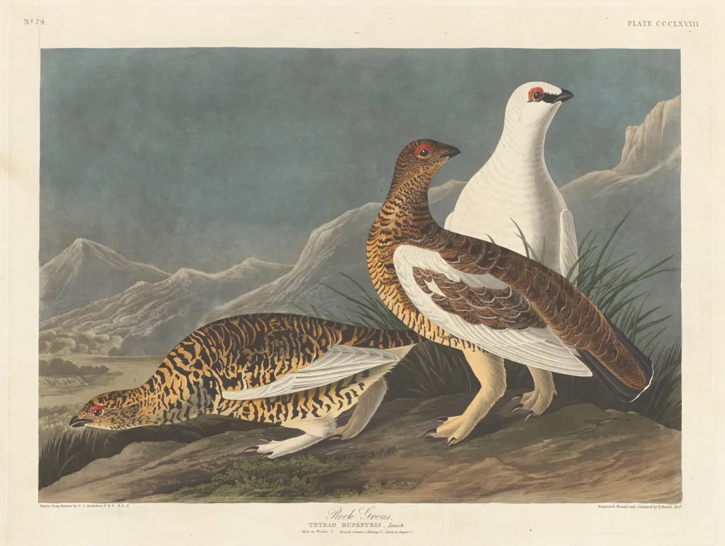 Rock Grous, by Robert Havell Jr., ink, 1837