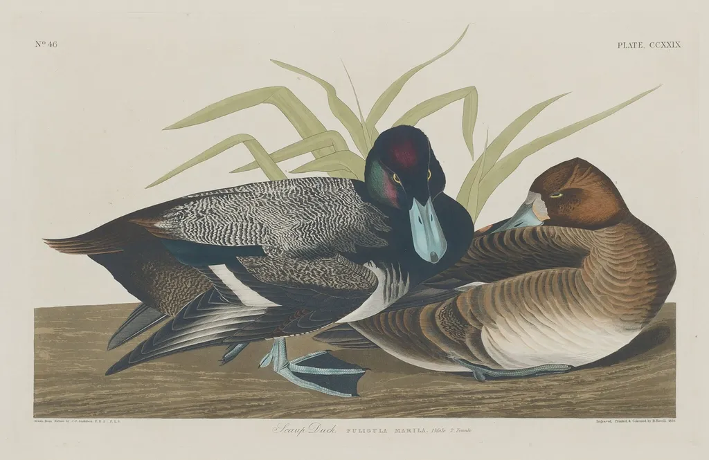 Scaup Duck, by Robert Havell Jr., ink, 1834