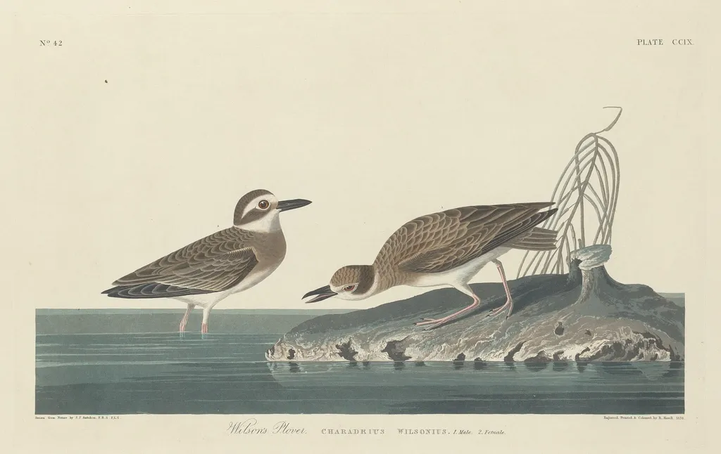 Wilson's Plover, by Robert Havell Jr., ink, 1834
