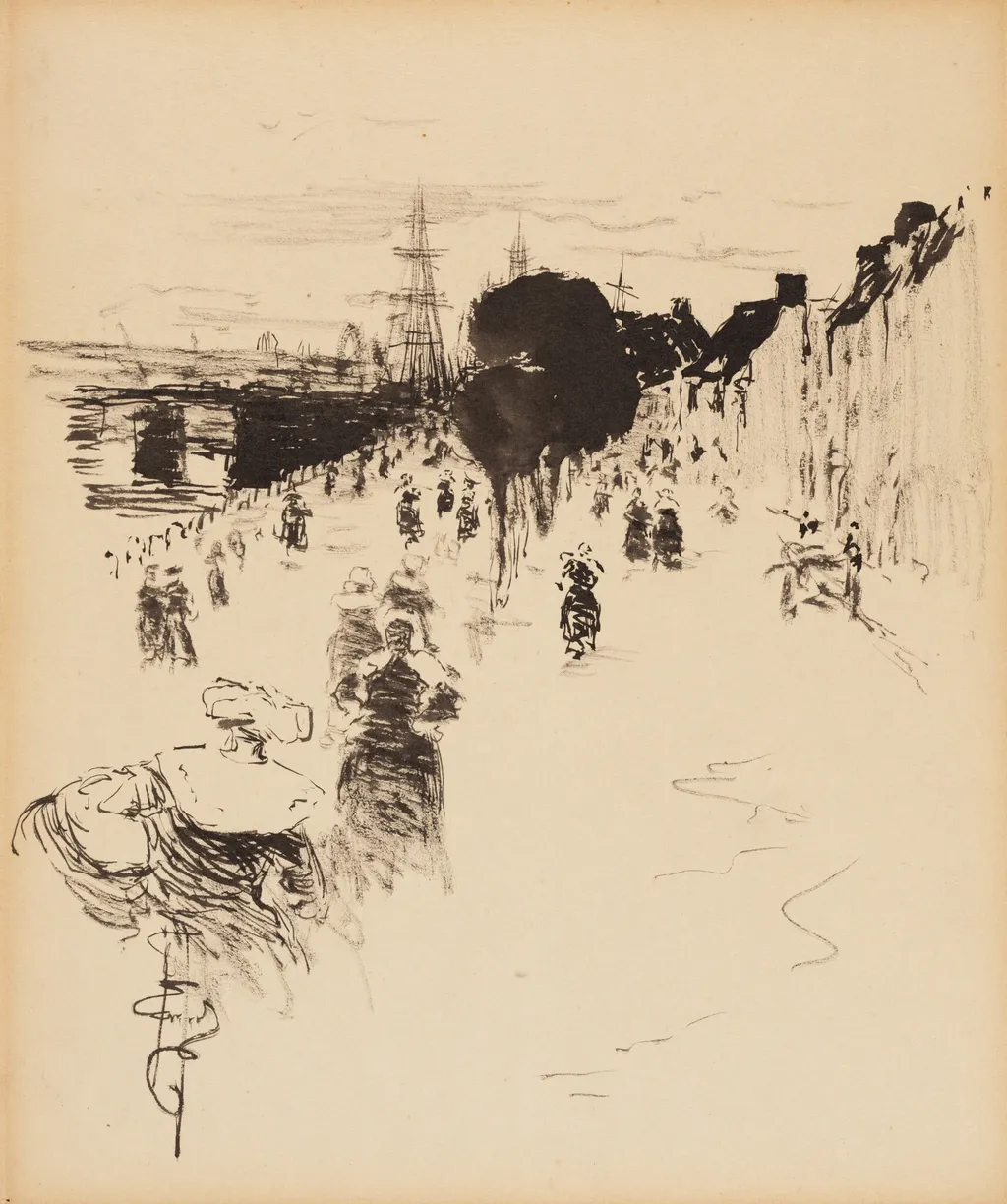 Concarneau Terrace, by Robert Henri, ink, 1899