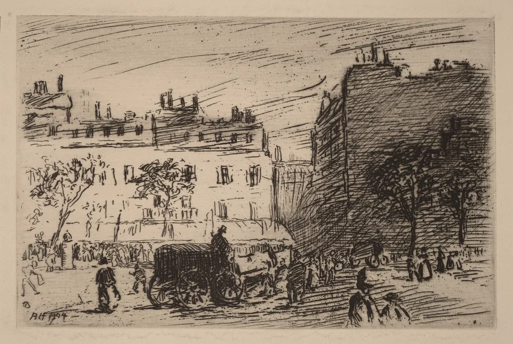 Paris Street Scene, by Robert Henri, ink, 1904