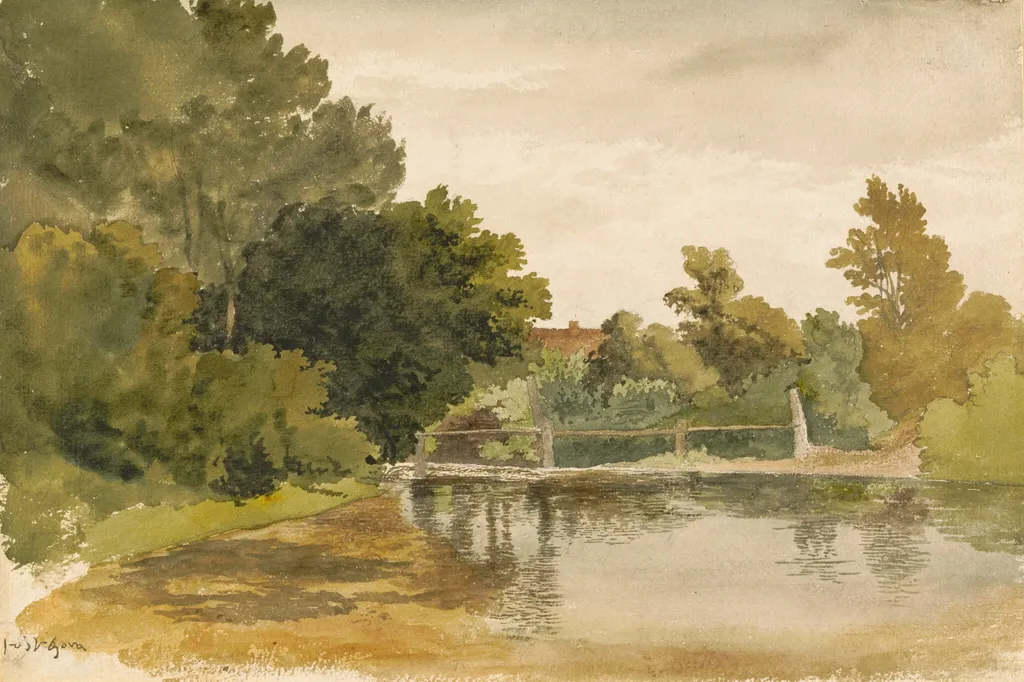 Reflections in a Wooded Pool, by Robert Hills, graphite, 1806