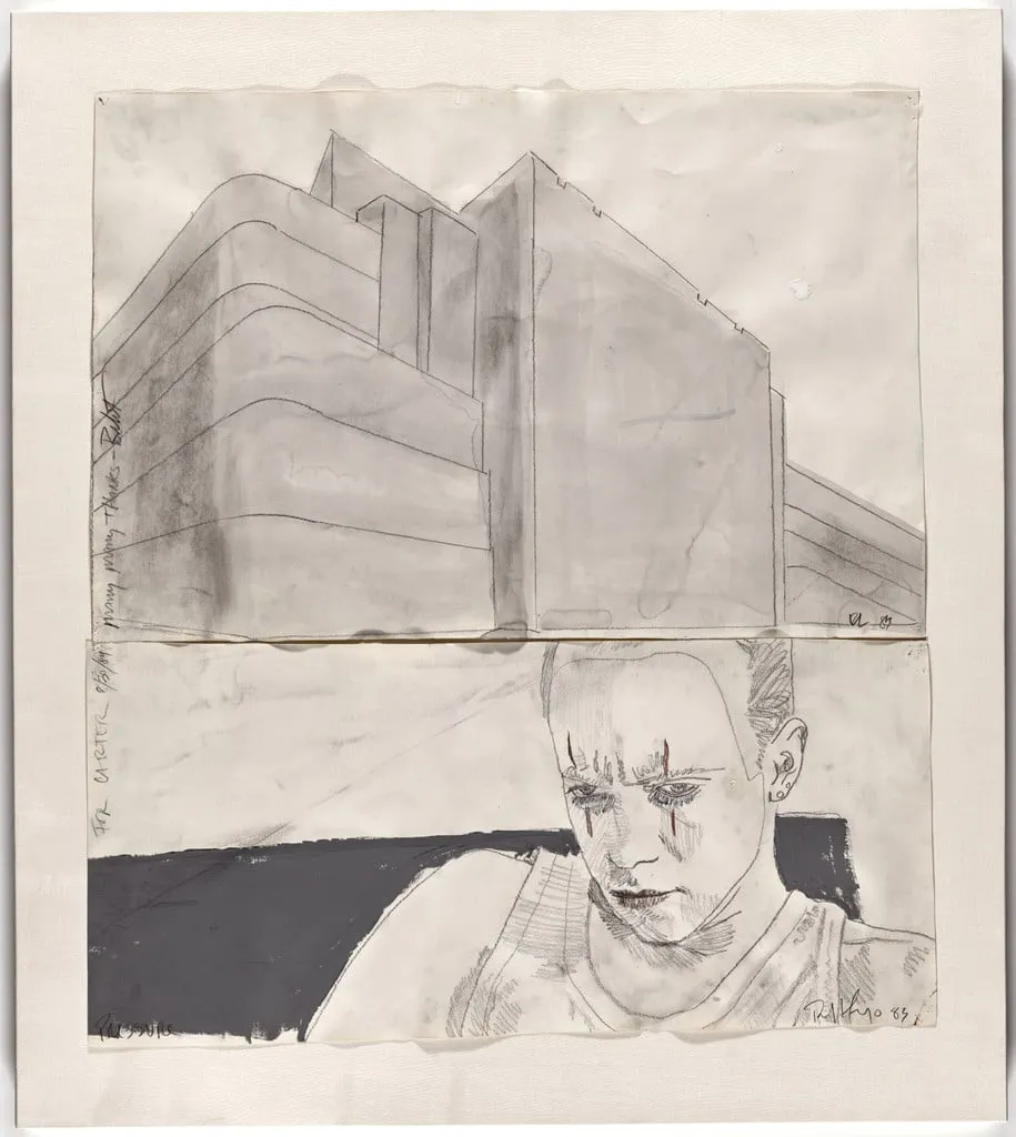 Untitled, by Robert Longo, watercolor, 1983