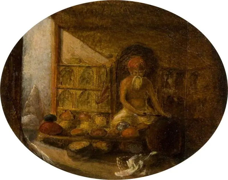 Vendor of Rice and Other Grains in the Bazaar, Baroda, Guzerat, by Robert Melville Grindlay