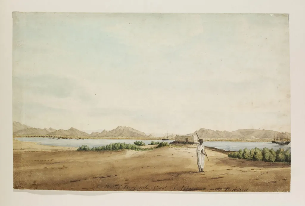 Port of Berberah. Coast of Africa near the Red Sea, by Robert Moresby, watercolor, 1832