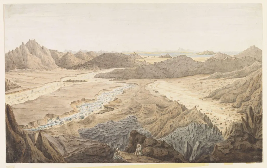 View from the Mountains on the Peninsula of Sinai, by Robert Moresby, watercolor, 1832
