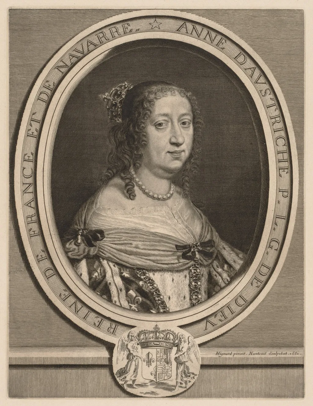 Anne of Austria, Queen of France, by Robert Nanteuil, 1660