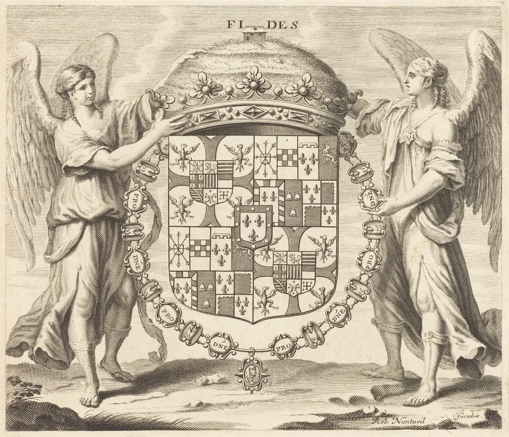 Arms of Charles II, Duc de Mantoue, by Robert Nanteuil, ink, 1650