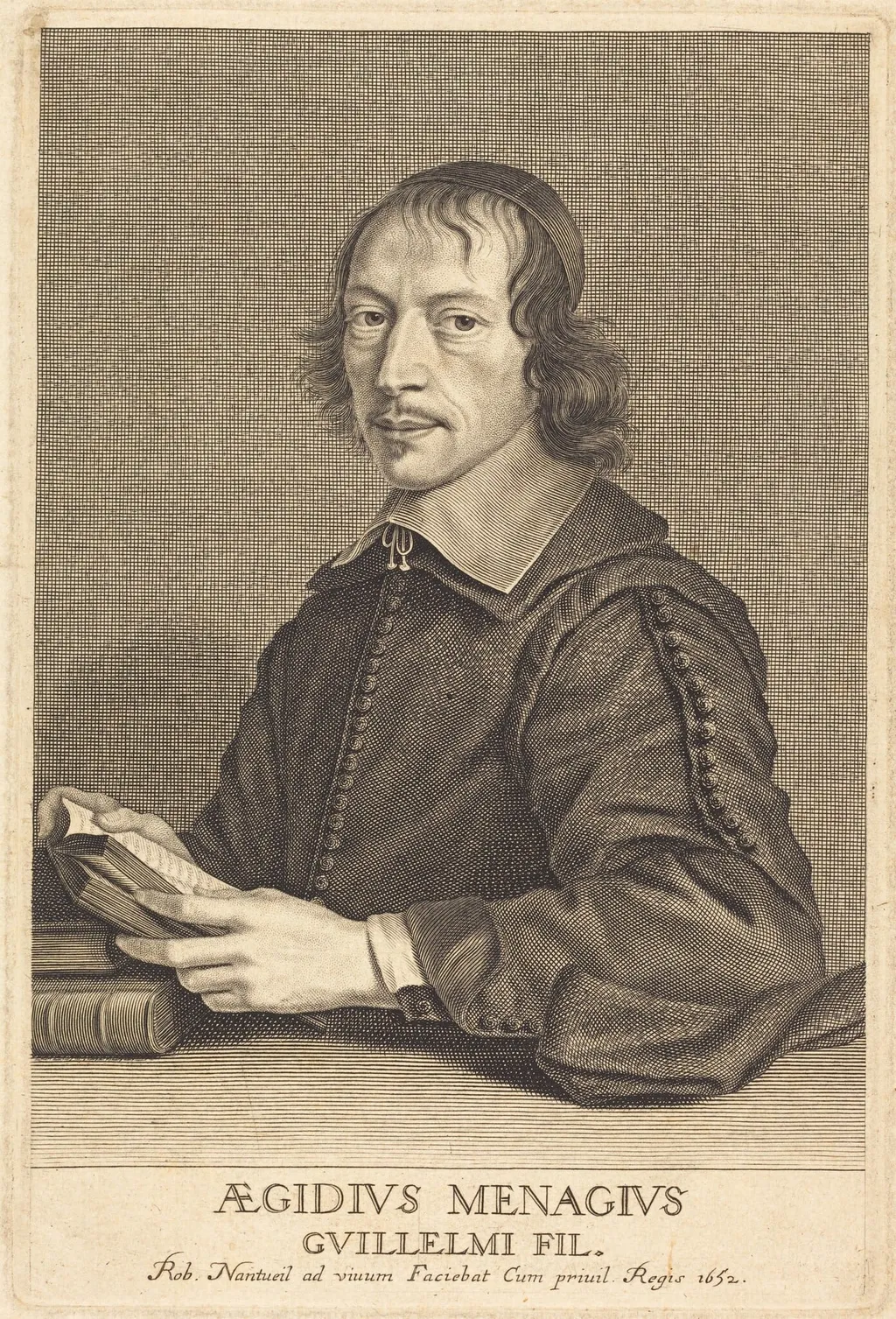 Gilles Menage, by Robert Nanteuil, ink, 1652