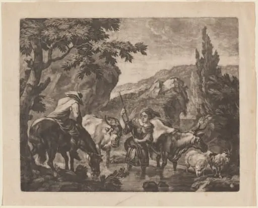 Cattle Fording a Stream, by Robert Robinson