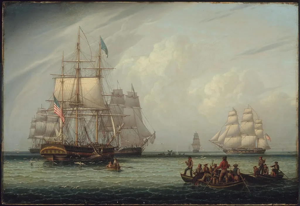 South Sea Whale Fishing I, by Robert Salmon, oil, 1831