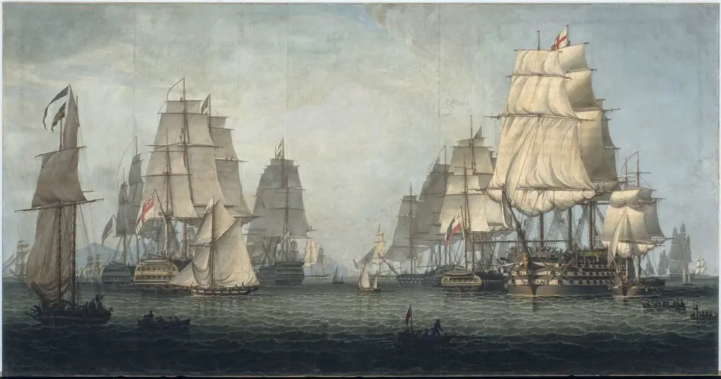The British Fleet Forming a Line off Algiers, by Robert Salmon, 1829