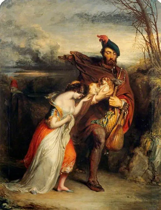 The Gow Chrom Reluctantly Conducting the Glee Maiden to a Place of Safety (from Scott's 'The Fair Maid of Perth'), by Robert Scott Lauder