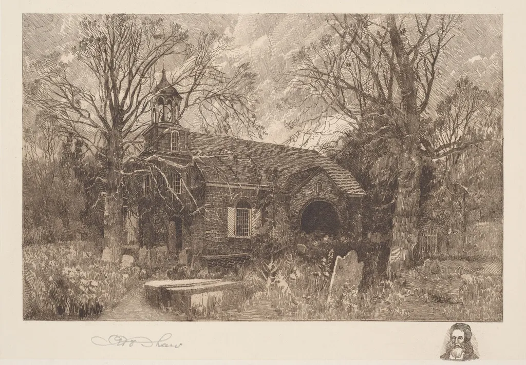 Old Swede's Church, by Robert Shaw, ink, 1904