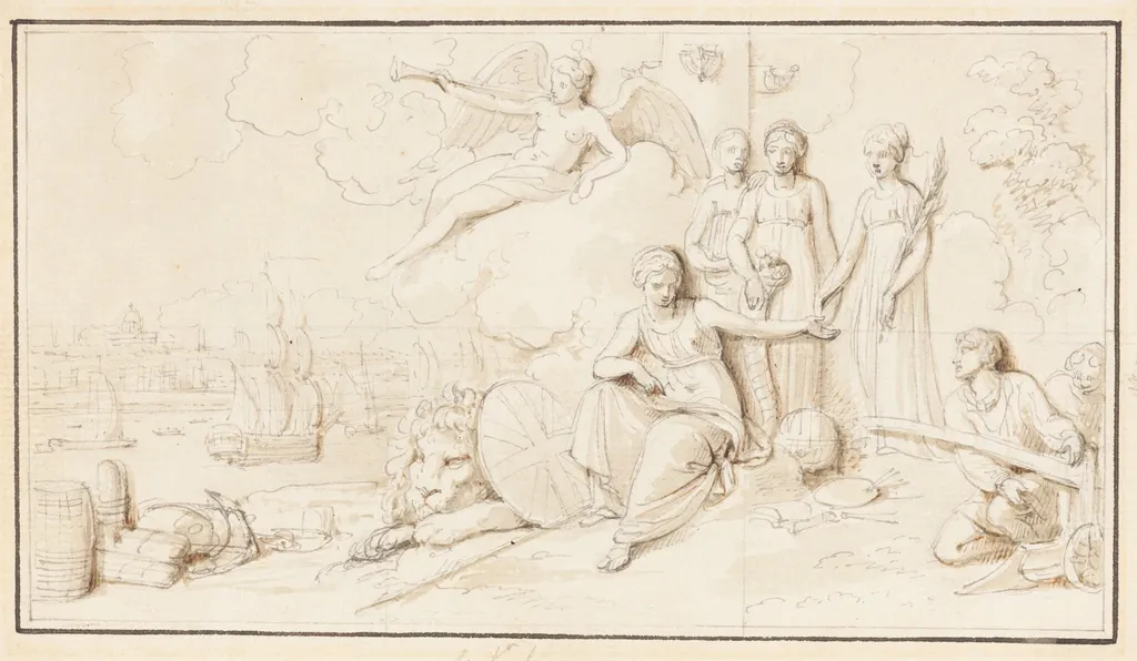 An Allegory of Britain's Mercantile Power, by Robert Smirke, ink, 1798