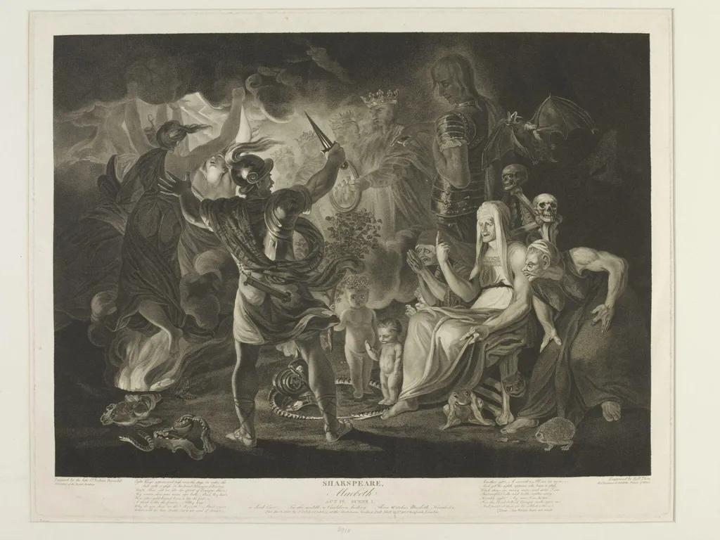 Scene from Macbeth, Act IV., Scene I., by Robert Thew, 1786