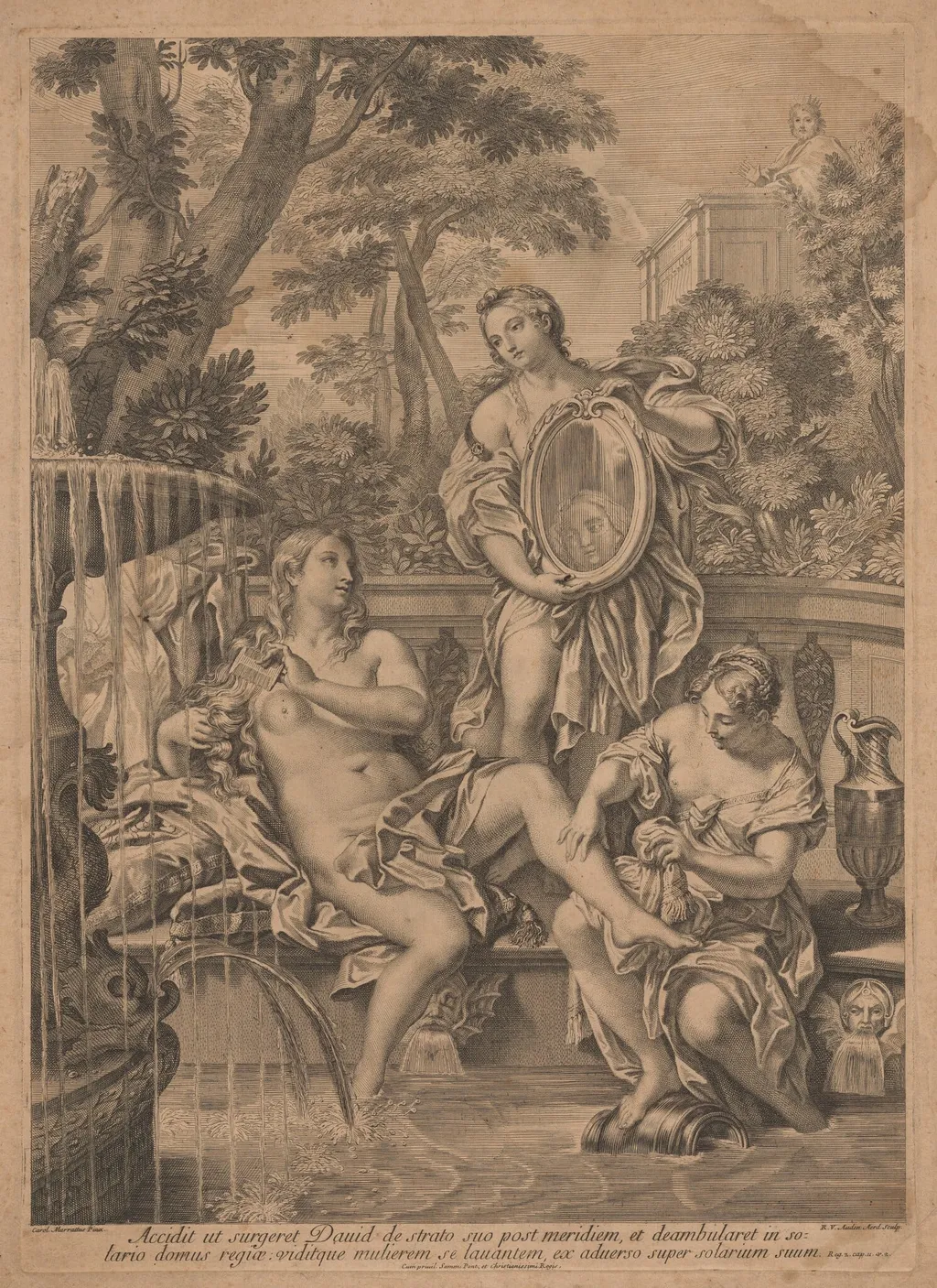 David and Bathsehba, by Robert van Audenaerd, ink, 1712
