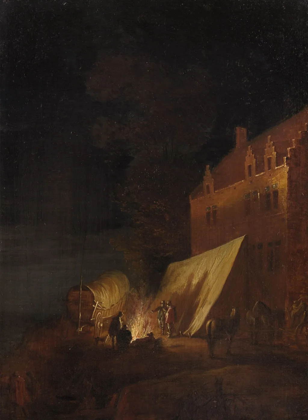Bivouac in front of a building, by Robert van den Hoecke, unspecified, 1650