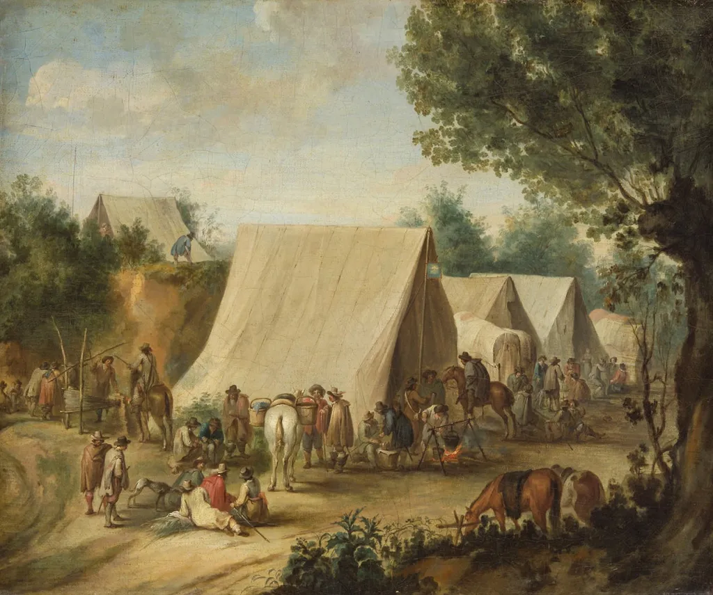 Camp, by Robert van den Hoecke, color, 1650