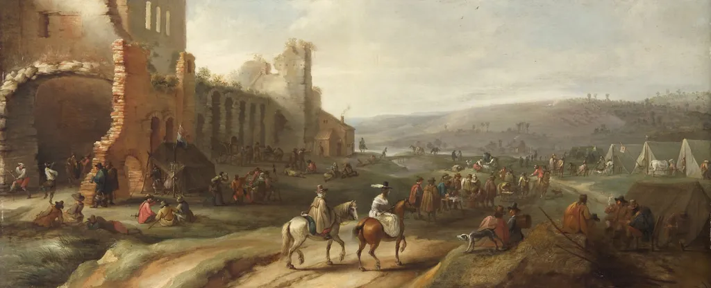 Feldlager mit Ruinen, by Robert van den Hoecke, unspecified, 1655